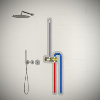 Душевой комплект Timo Saona SX-2359/19SM с термостатом розовое золото